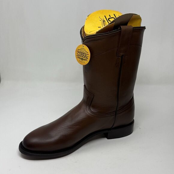 Corral A4068 Cowboy Roper Boots Mens 10 D Brown Cow Leather Mid Calf Western - Picture 9 of 15